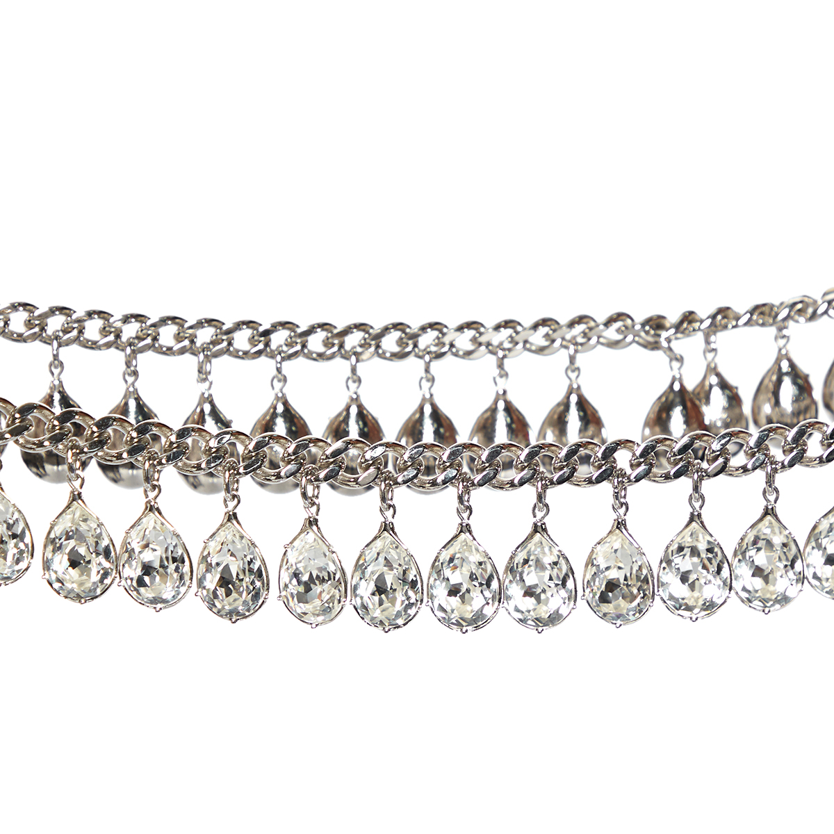 

Dior Silver Tone Crystal Embellished Chain Belt