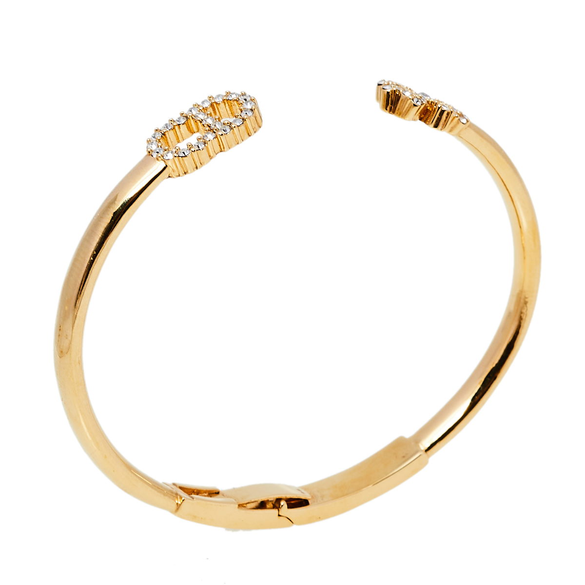 

Dior Gold Tone CD Clover Crystals Open Cuff Bracelet