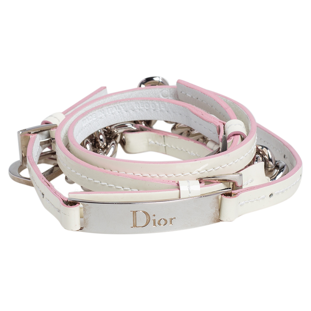 

Dior Cream Patent Leather and Chain Slim Belt