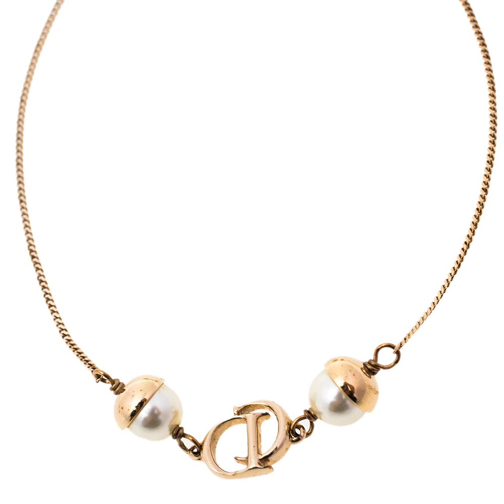 

Dior Mise En Dior Faux Pearl Gold Tone Bracelet