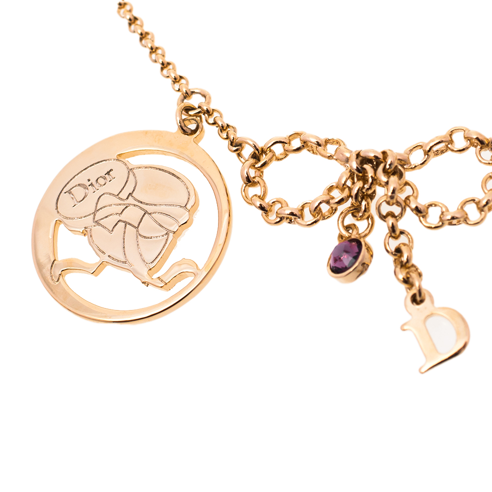 

Dior Button & Bow Crystal Gold Tone Charm Bracelet