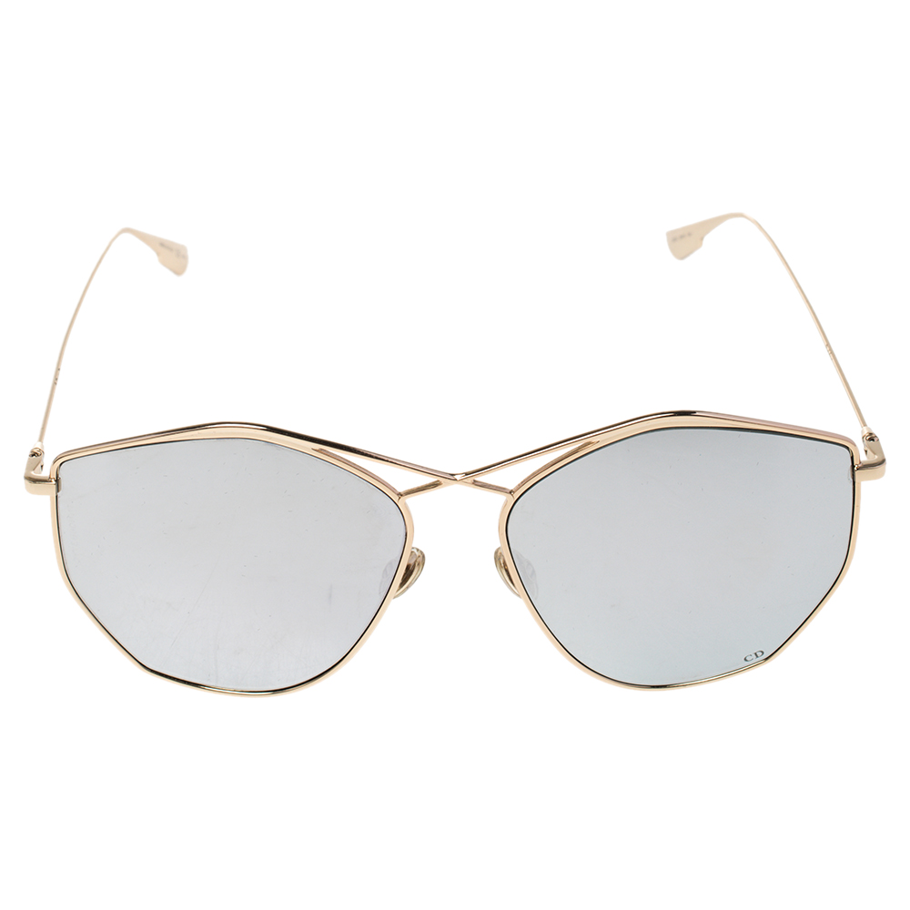 

Dior Gold Tone/Silver Stellaire4 Geometric Mirrored Sunglasses