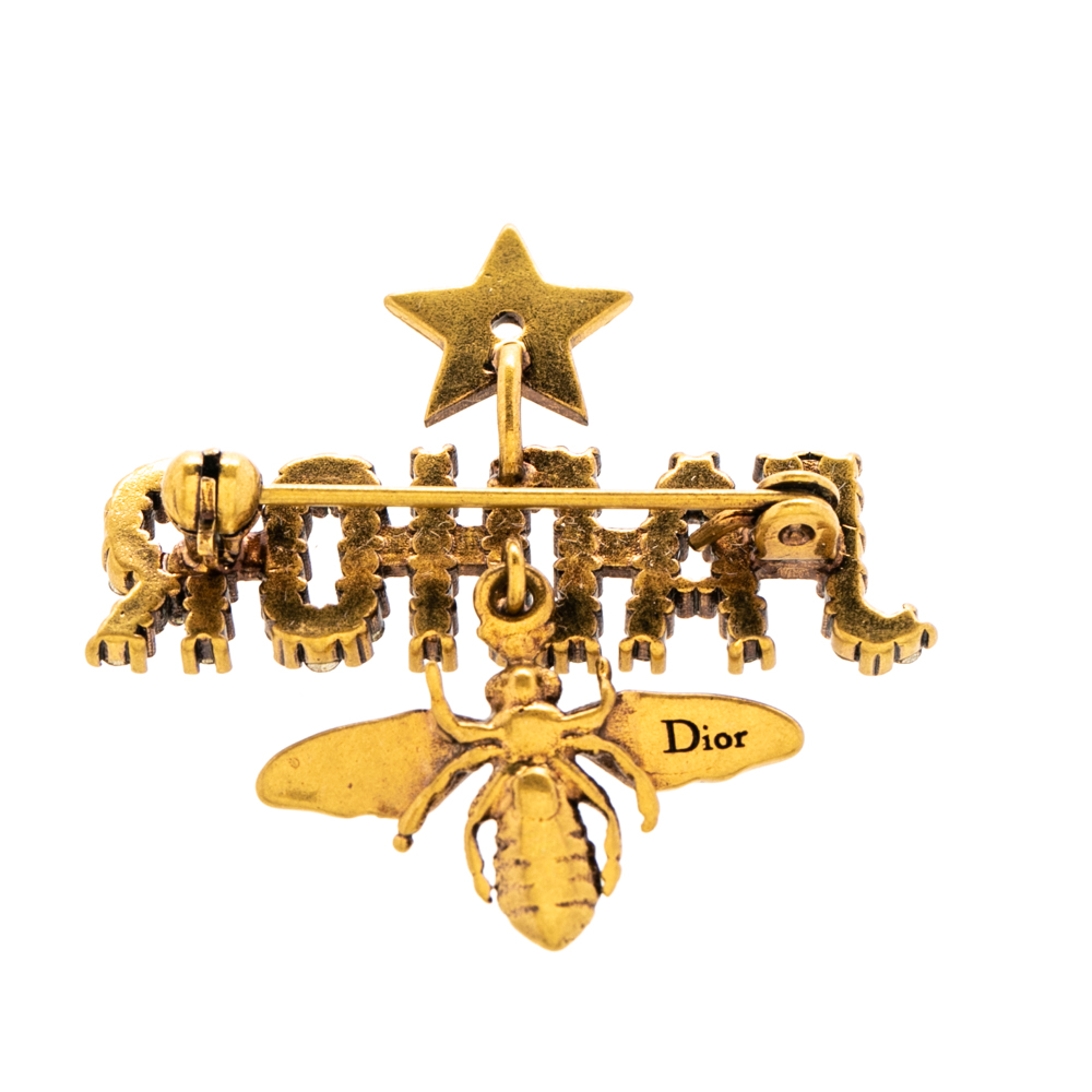 

Dior Aged Gold Tone Crystal J'Adior Pin Brooch