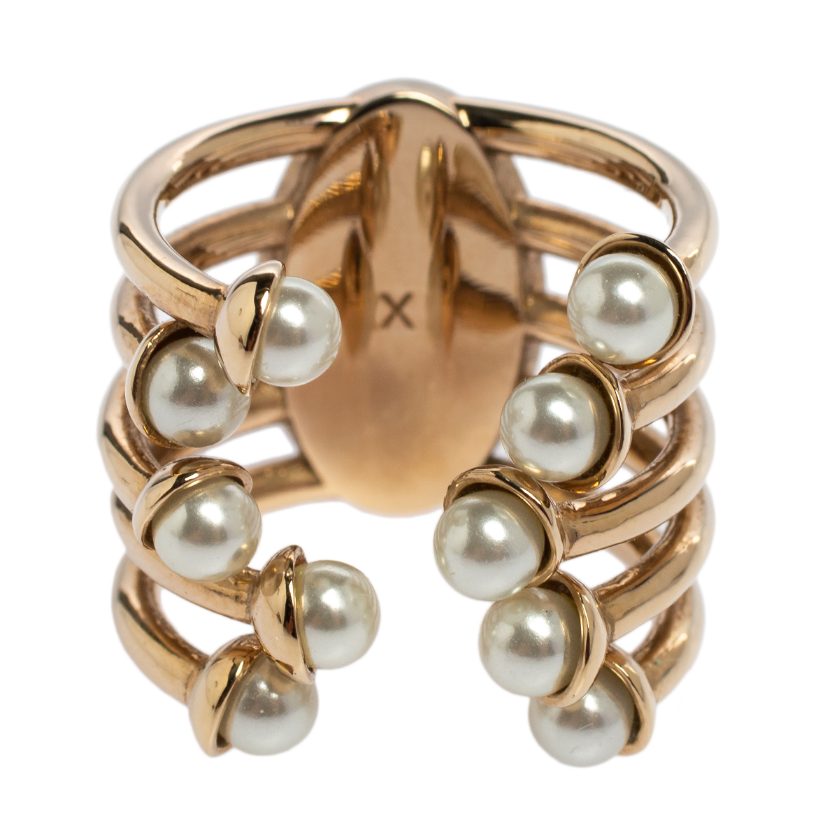 

Dior Diorific Faux Pearl Gold Tone Ring Size EU 53