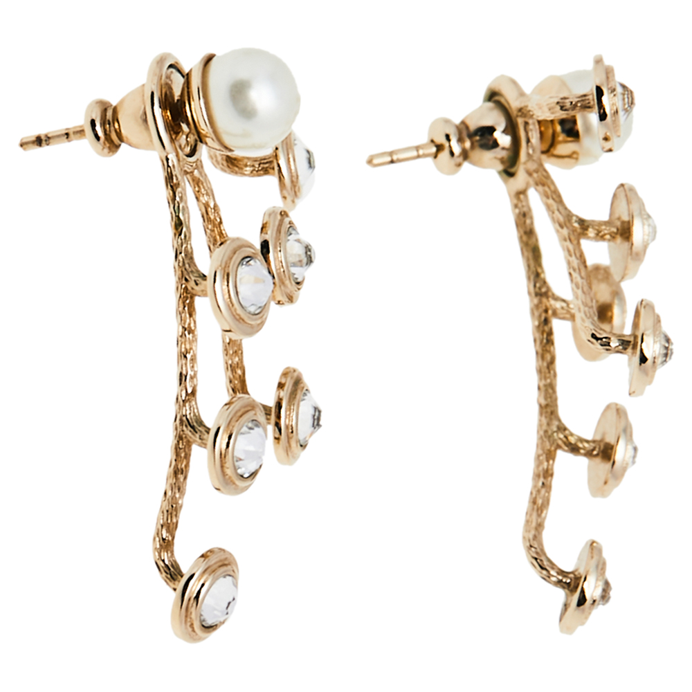 

Dior Mise En Dior Faux Pearl Crystal Gold Tone Earrings