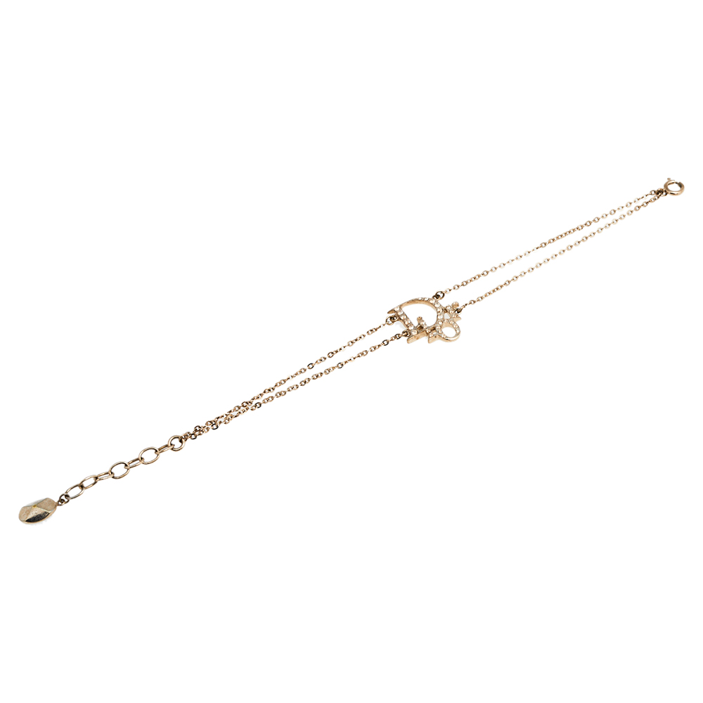 

Dior Gold Tone Crystal Oblique Bracelet