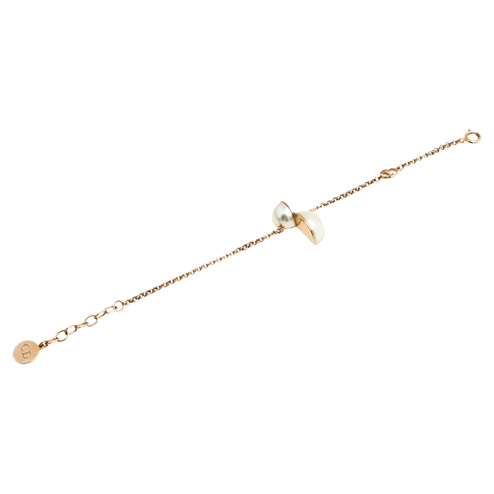 

Dior Tribales Half Faux Pearl Gold Tone Bracelet