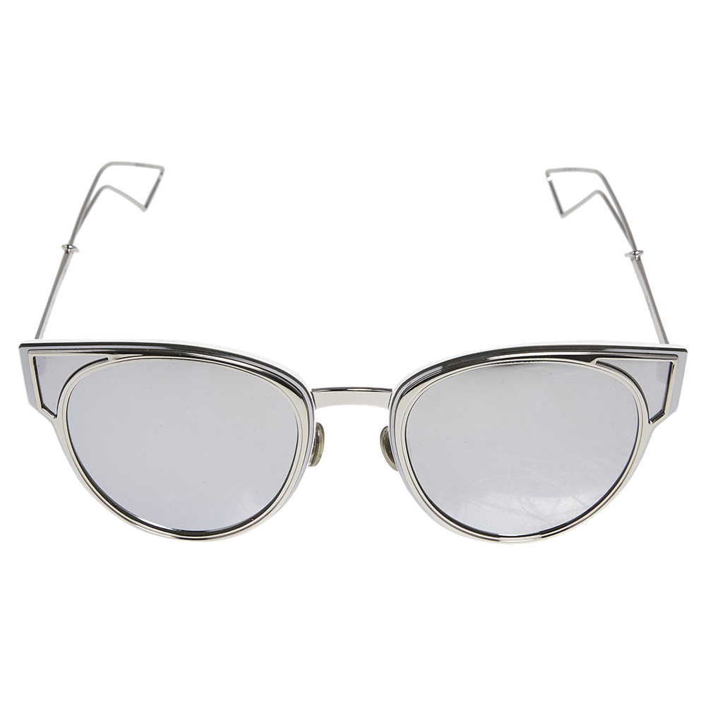 

Dior Silver Tone/ Silver Mirrored DiorSculpt Cat-Eye Sunglasses, Grey