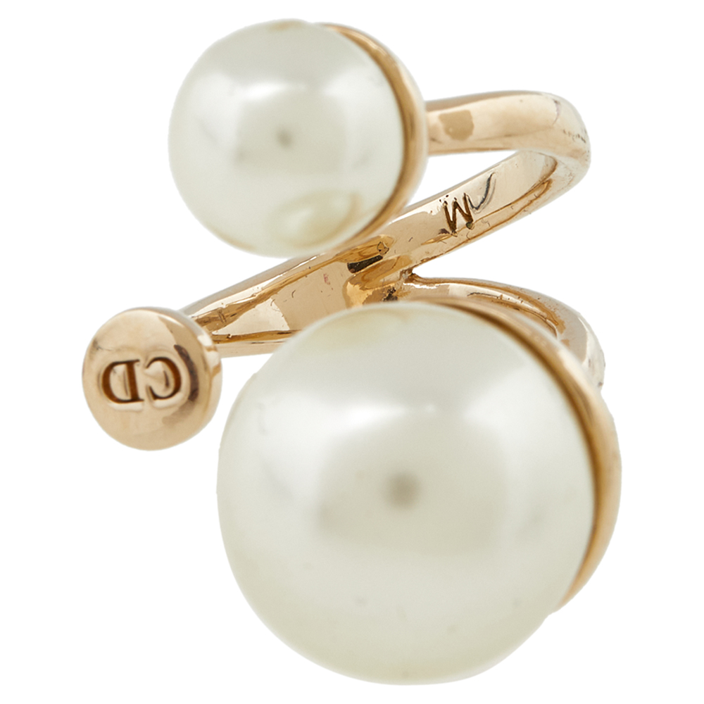 

Dior Ultradior Faux Pearl Gold Tone Ring Size 50.5