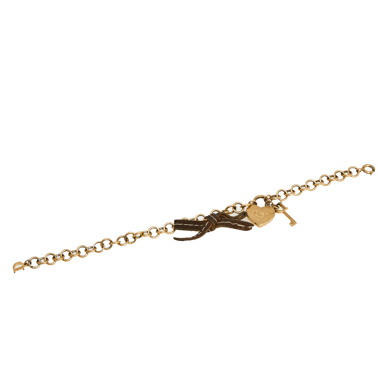 

Dior Gold Tone Heart Lock & Key Charm Bracelet