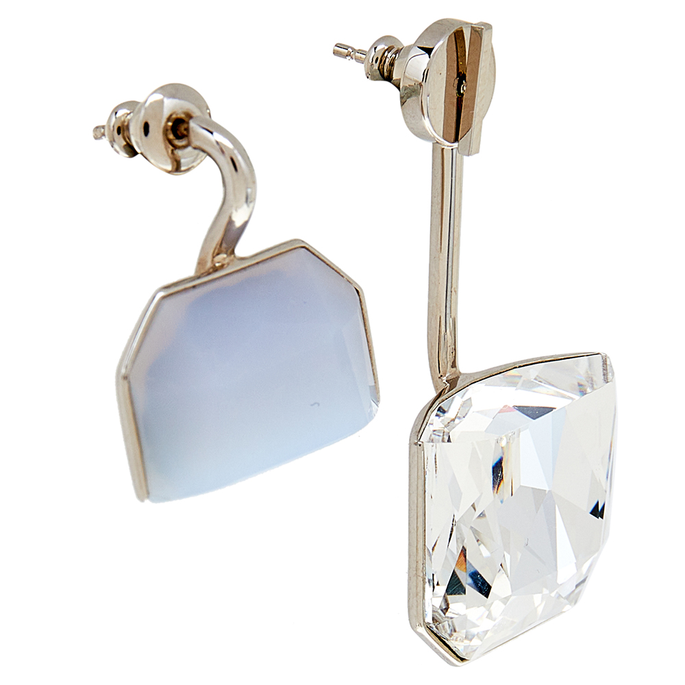 

Dior Blue Chalcedony & Crystal Asymmetric Drop Earrings