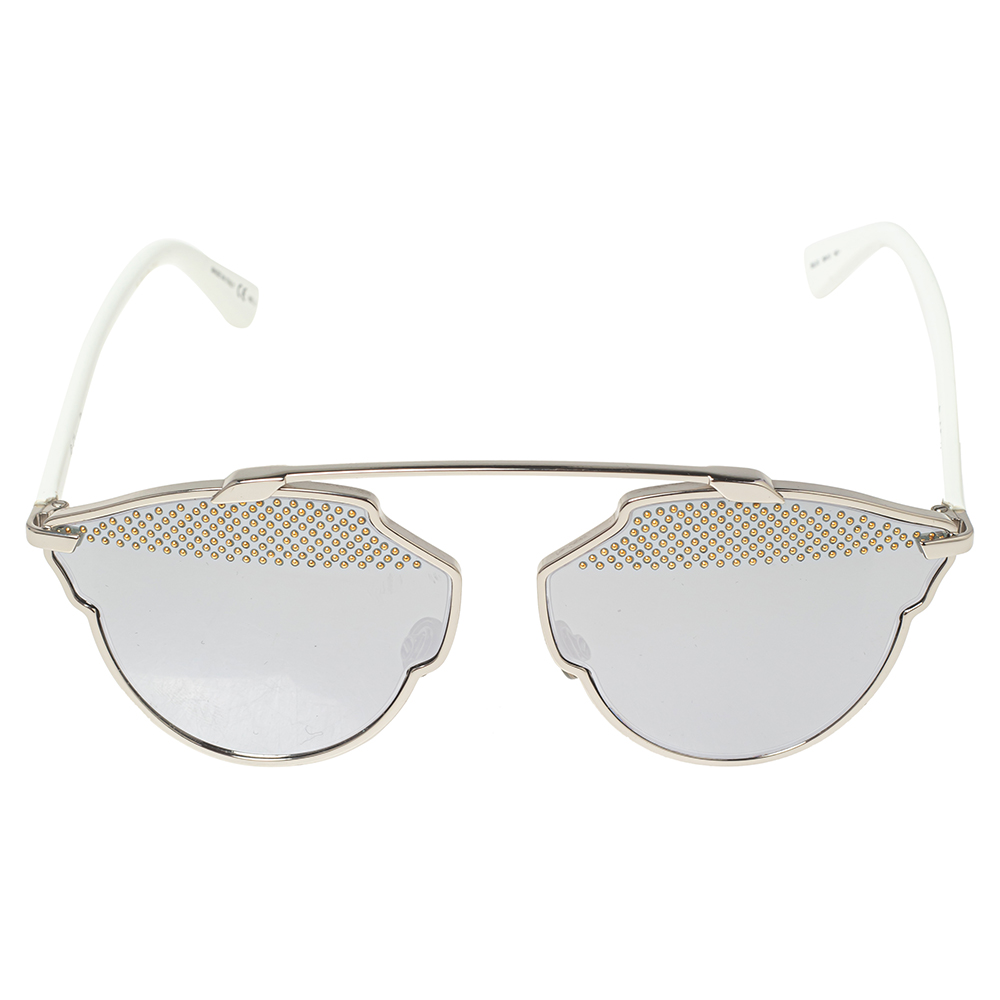 

Dior Silver/White Acetate DiorSoReal Mirror Sunglasses