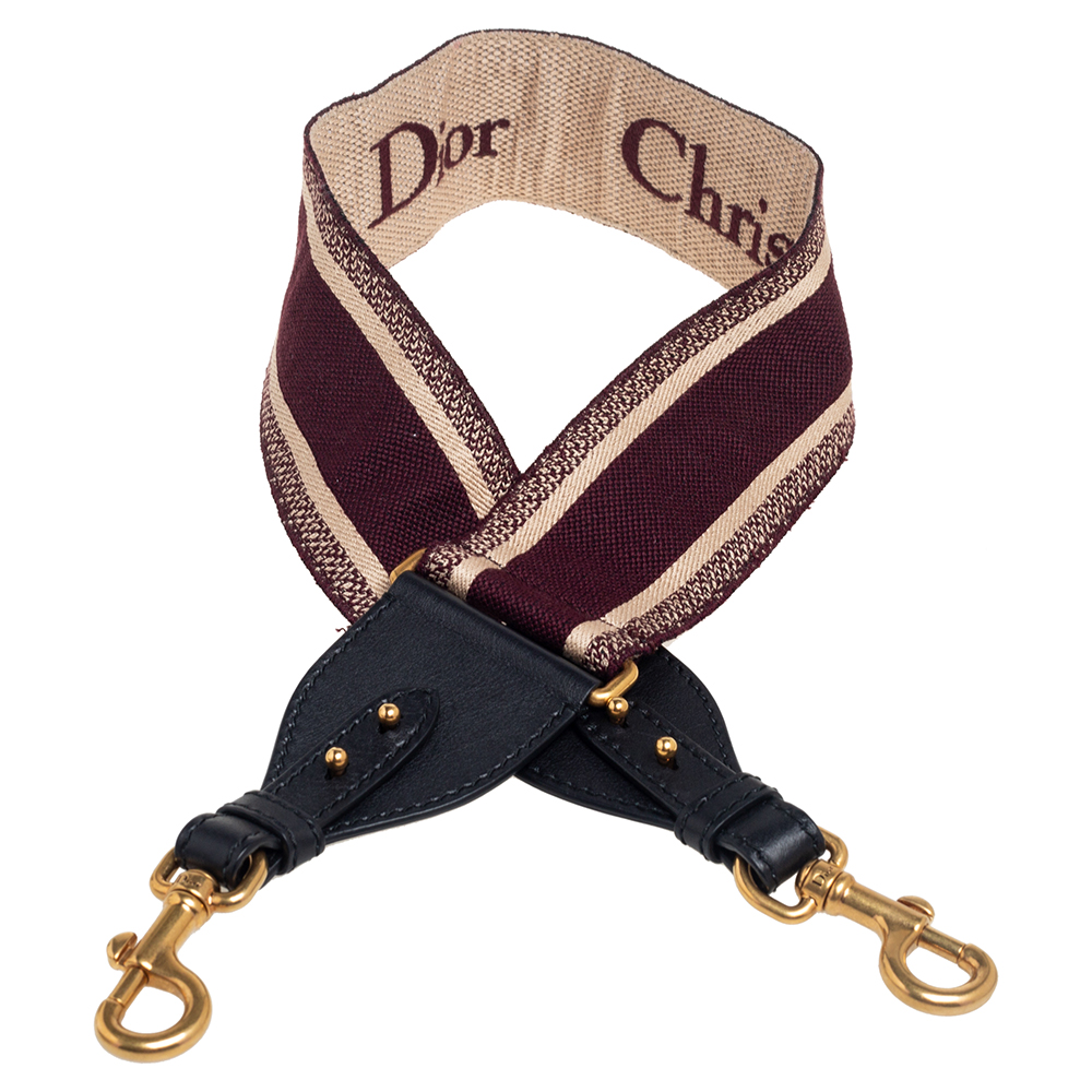 

Dior Two Tone Logo Embroidered Canvas Shoulder Strap, Beige