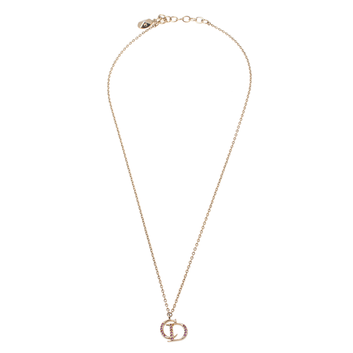 

Dior Gold Tone Crystal CD Charm Necklace