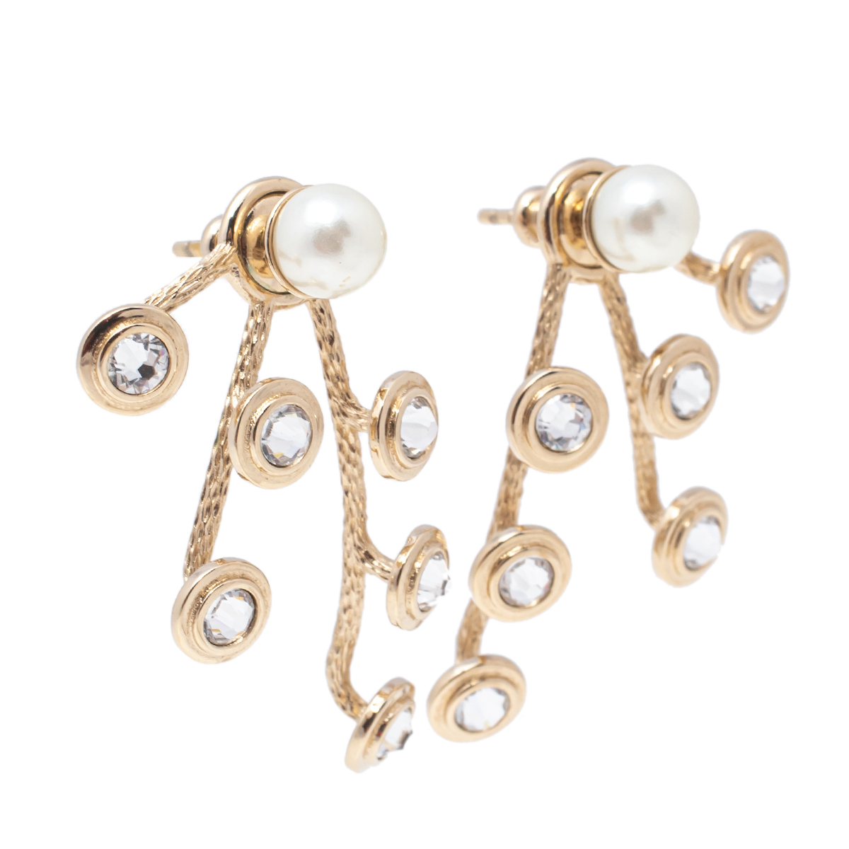 

Dior Mise En Dior Faux Pearl Crystal Gold Tone Earrings