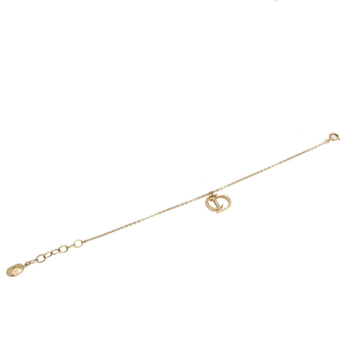 

Dior CD Logo Charm Crystal Gold Tone Chain Bracelet