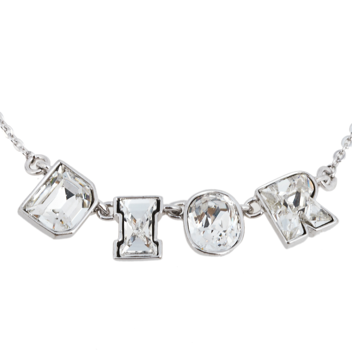 

Dior Silver Tone Logo Letter Crystal Chain Bracelet
