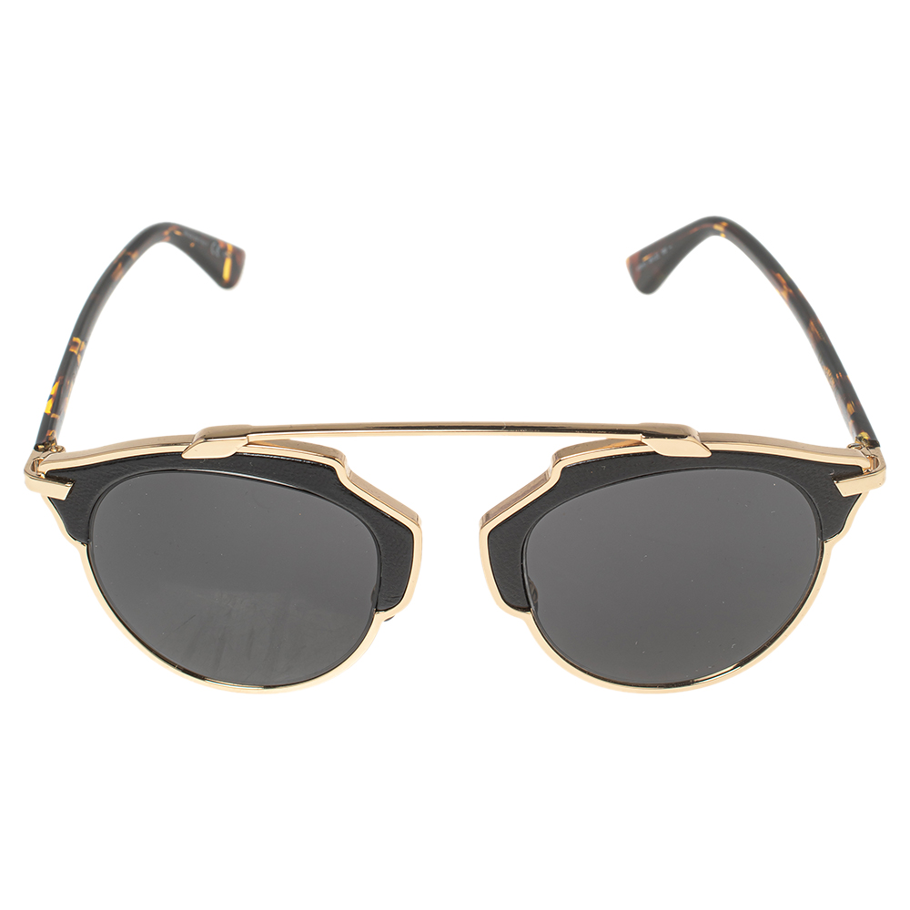 

Dior Gold & Black/ Vintage Black Mirrored SoReal Sunglasses, Grey