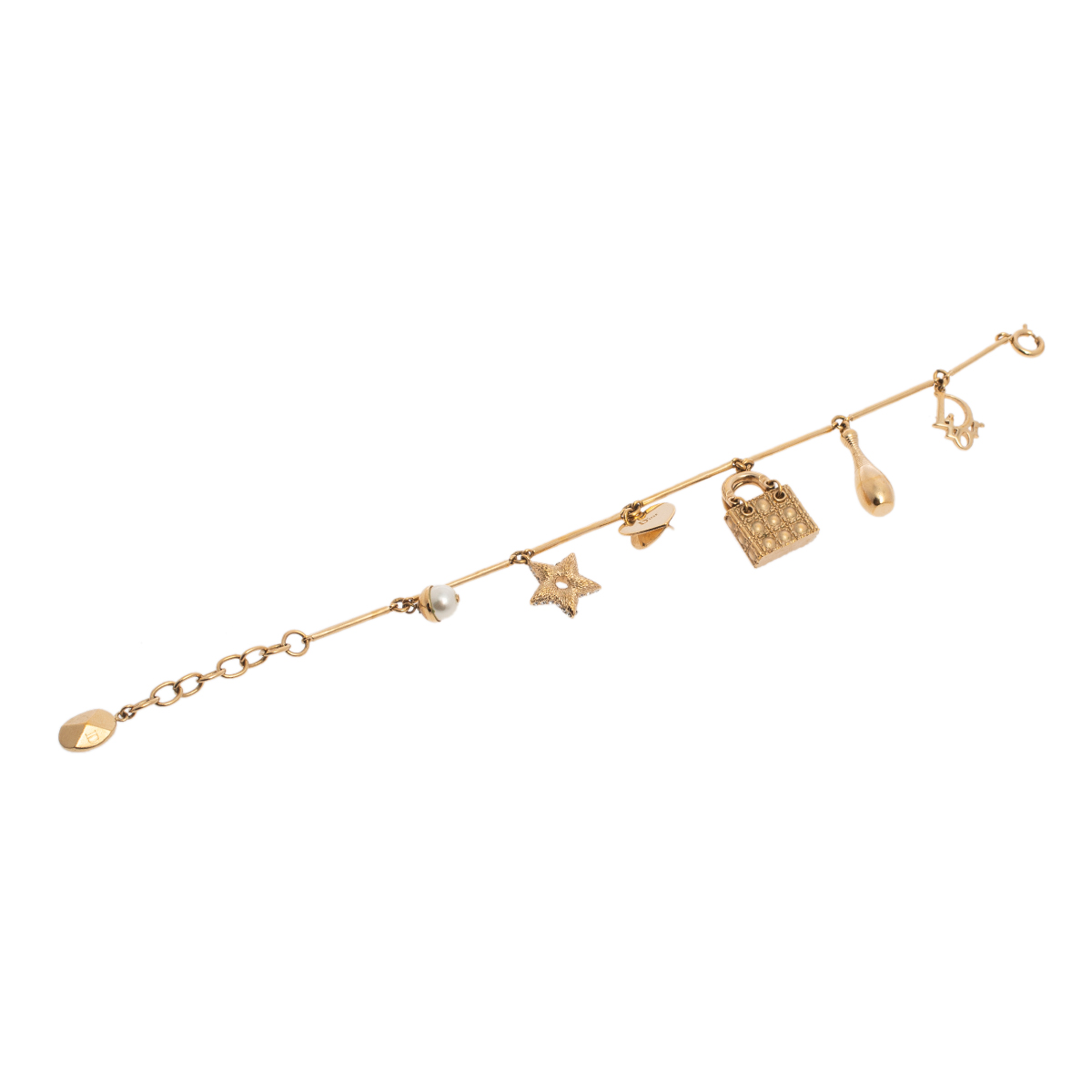 

Dior Gold Tone Lock Star Charm Bracelet