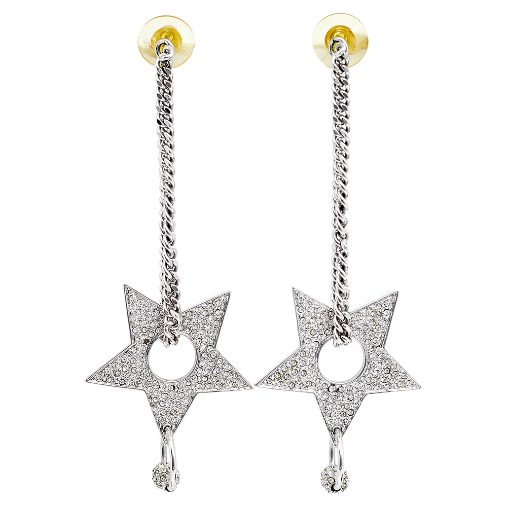 

Dior Silver Tone Crystal Star Chain Earring & Pendant Necklace Set