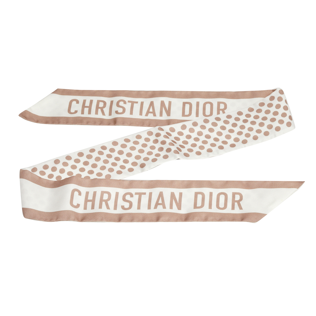 

Dior Cream & Beige Polka Dot Silk Scarf