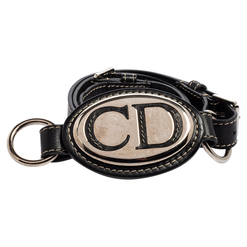 

Dior Black Leather Detective Buckle Belt