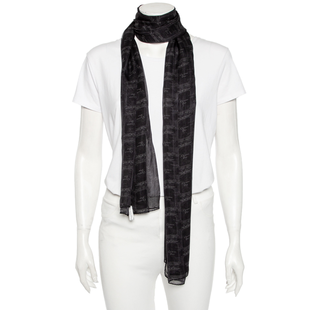 

Dior Black Logo Frame Print Silk Scarf