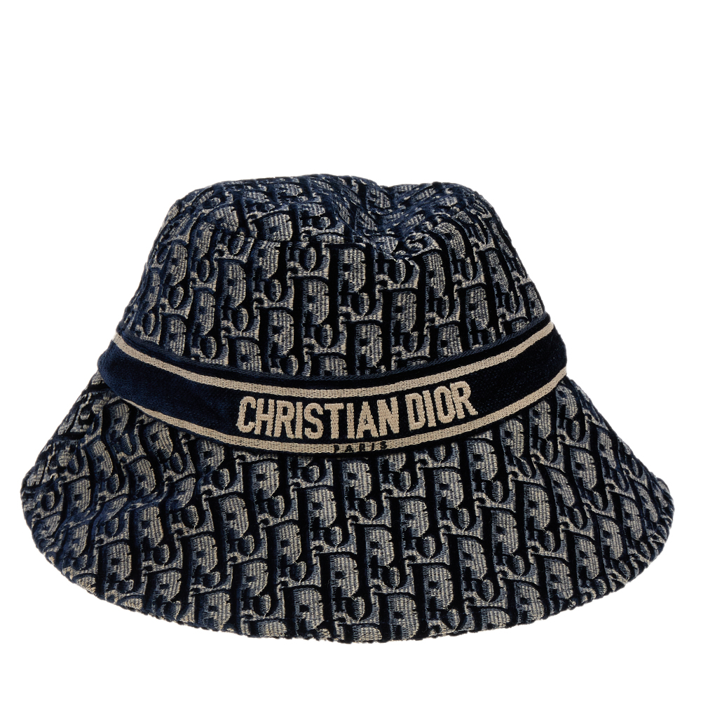 

Dior Navy Blue Velvet Oblique Bucket Hat