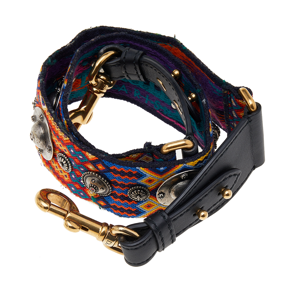 

Dior Multicolor Canvas and Leather Studded Bohemian Inspired Shoulder Strap