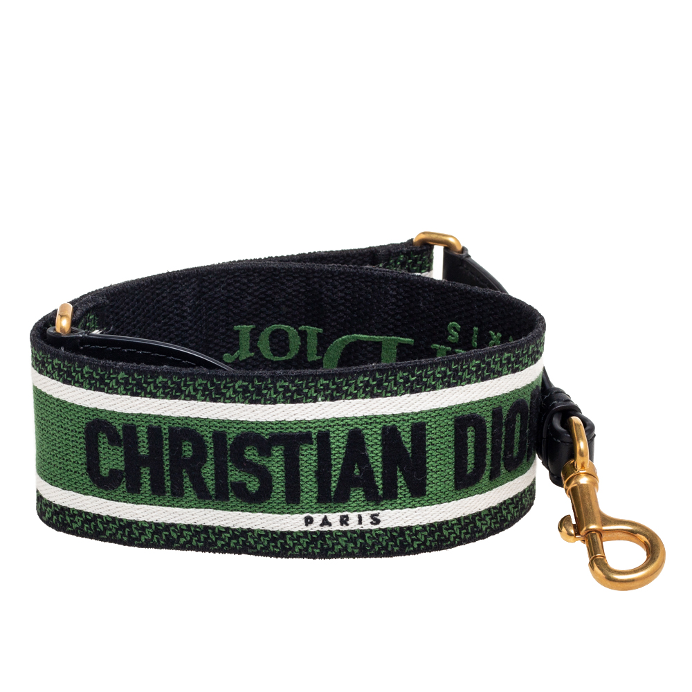 

Dior Green/Black Logo Embroidered Canvas Book Shoulder Strap