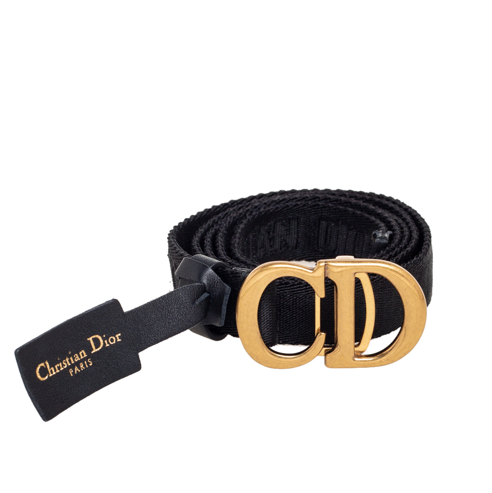 

Dior Black Canvas and Leather CD Logo Slim Belt