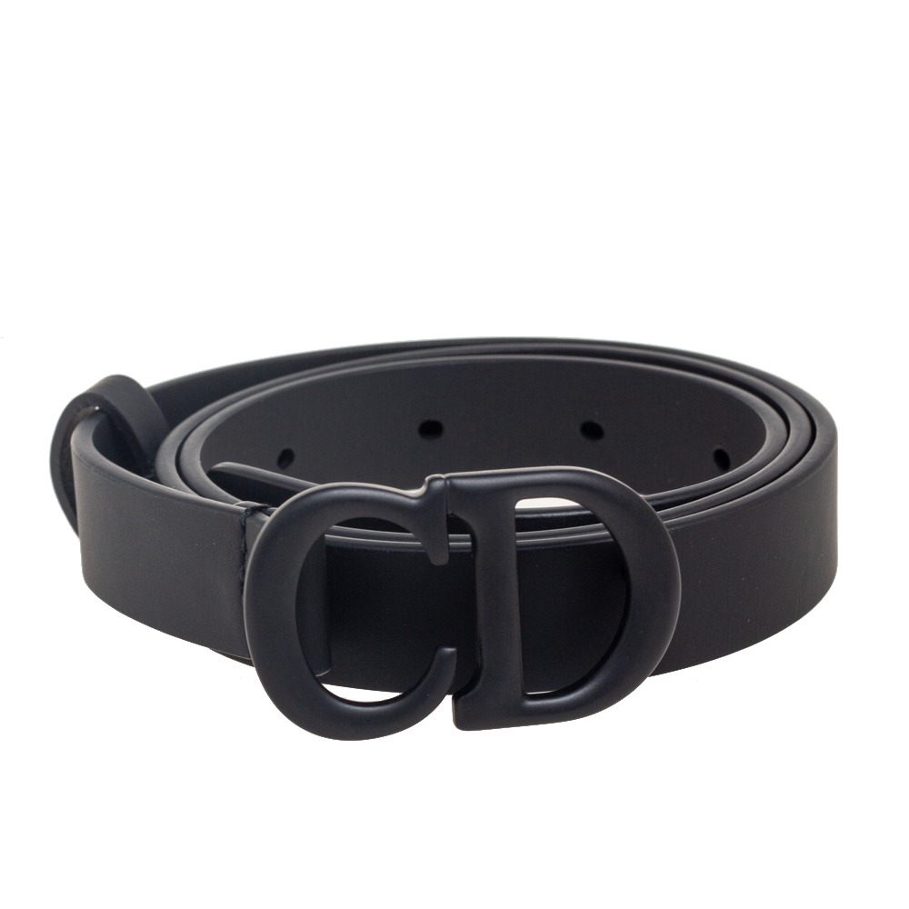 

Dior Black Matte Leather Saddle Slim Belt