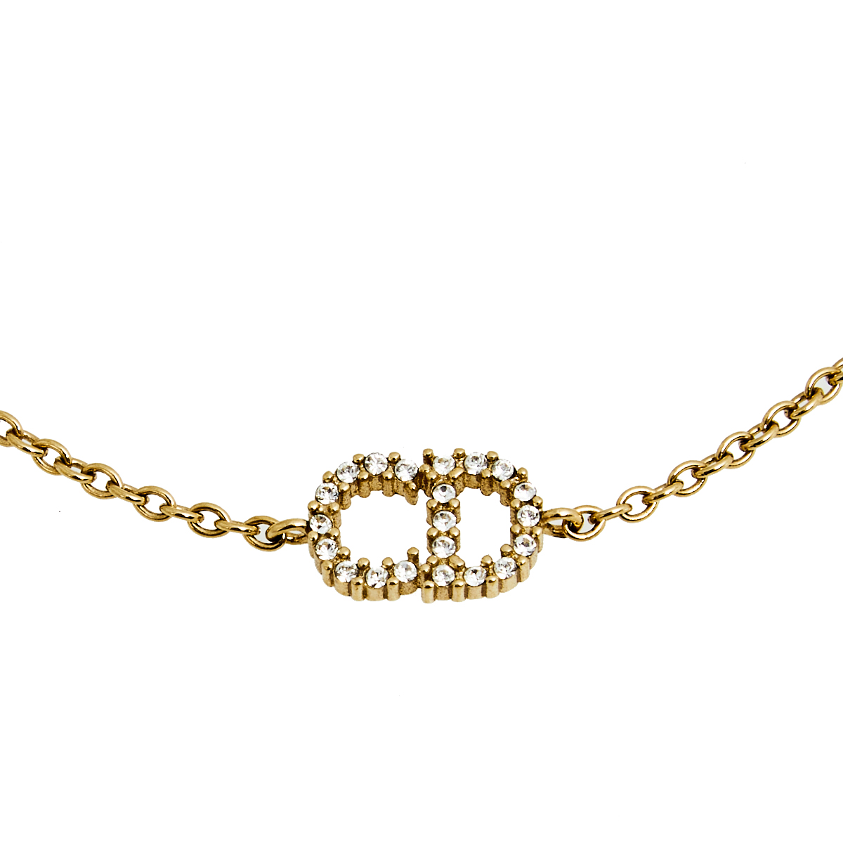 

Dior Clair D Lune Gold Tone Crystal Logo Chain Bracelet