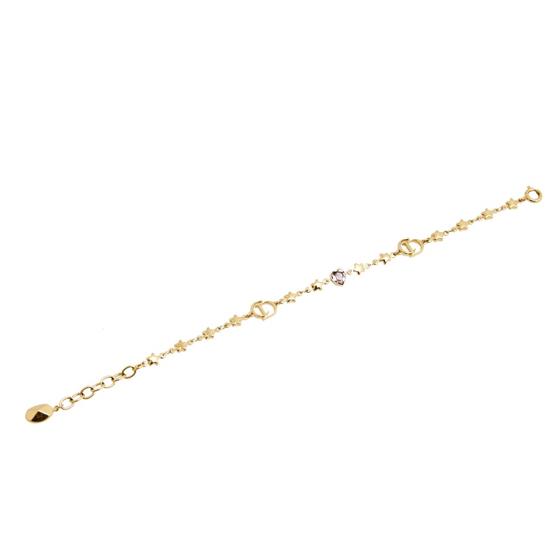 

Dior Gold Tone Crystal Heart and Star CD Logo Station Bracelet