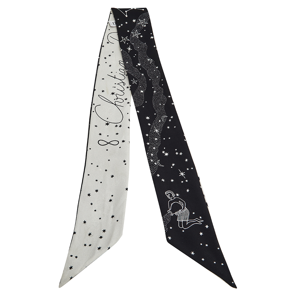 

Dior Black-Grey Constellations Le Verseau Silk Twilly