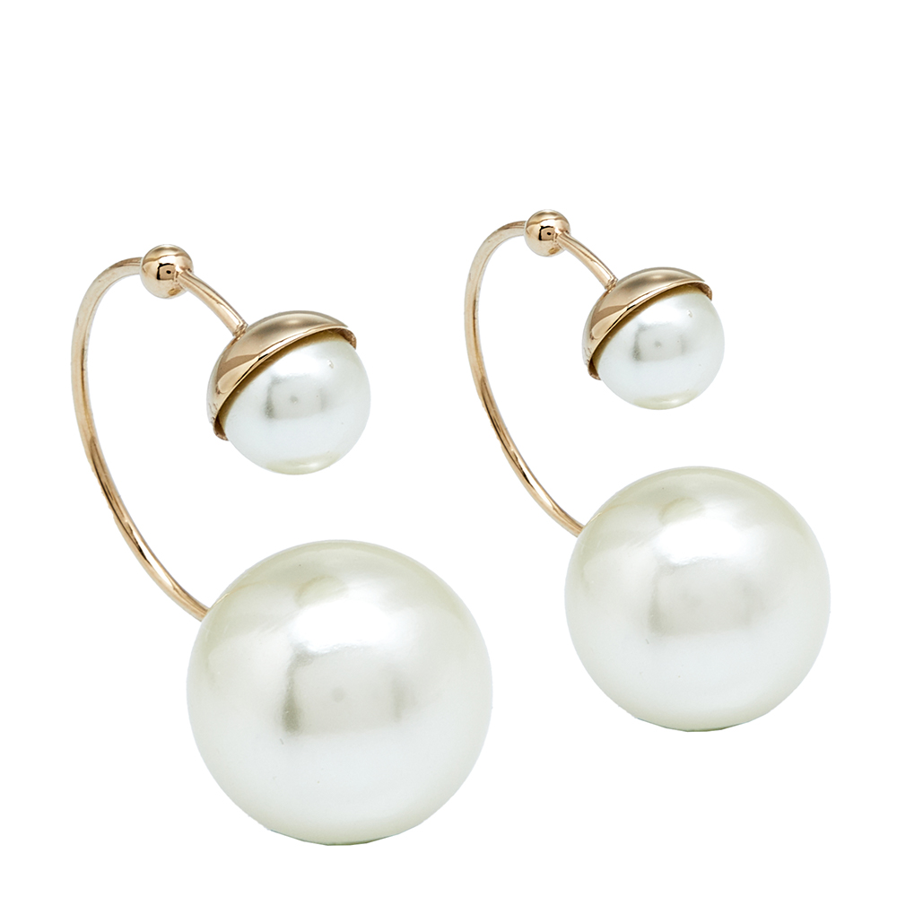 

Dior Ultradior Faux Pearl Gold Tone Metal Earrings