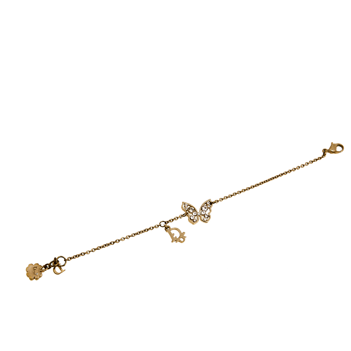 

Dior Butterfly Crystals Gold Tone Metal Bracelet