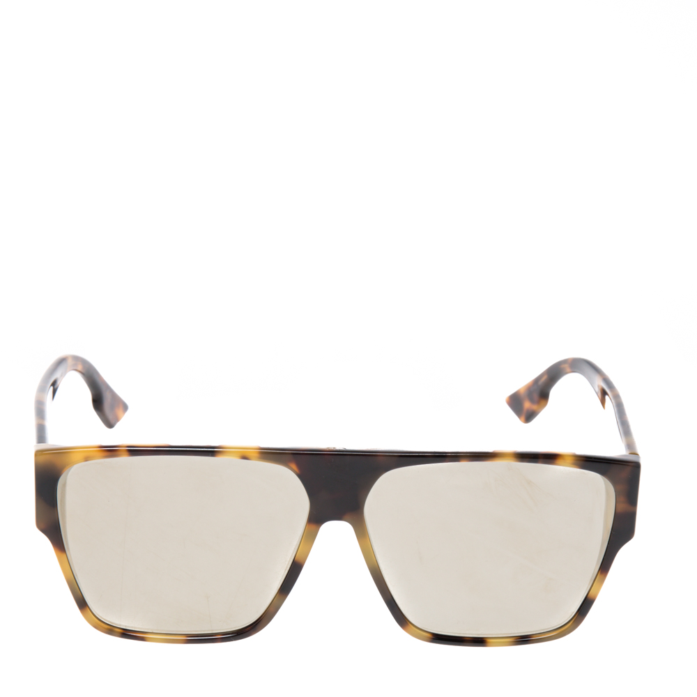 

Dior Yellow/Brown Tortoise DiorHit Oversized Mirror Sunglasses