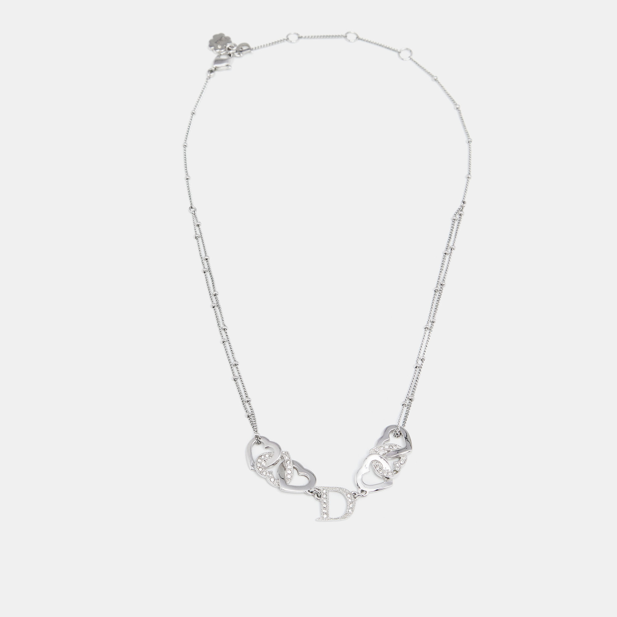 

Dior Interlocking Heart Necklace, Silver