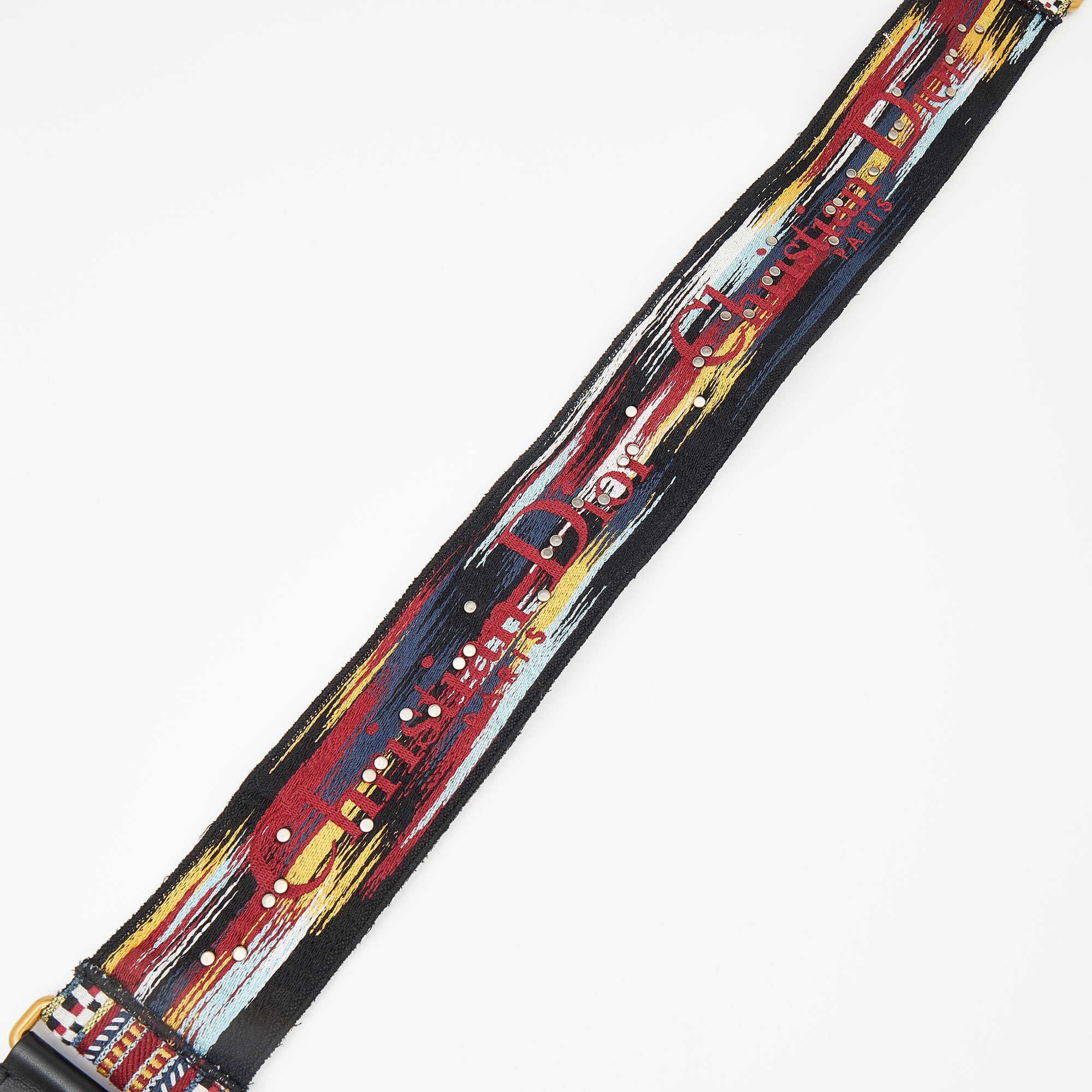 

Dior Black Leather Embroidered Bag Strap