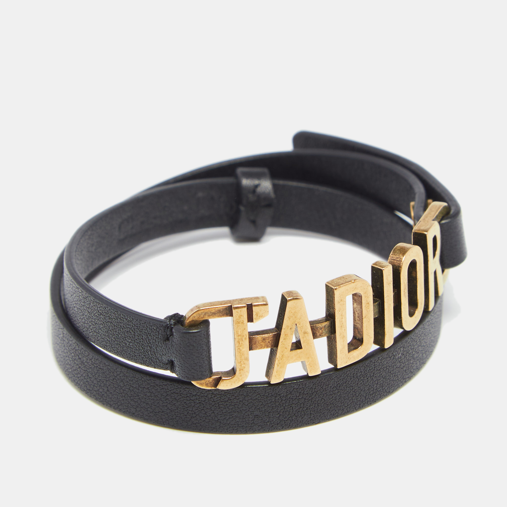 

Dior J'adior Black Leather Double Wrap Bracelet