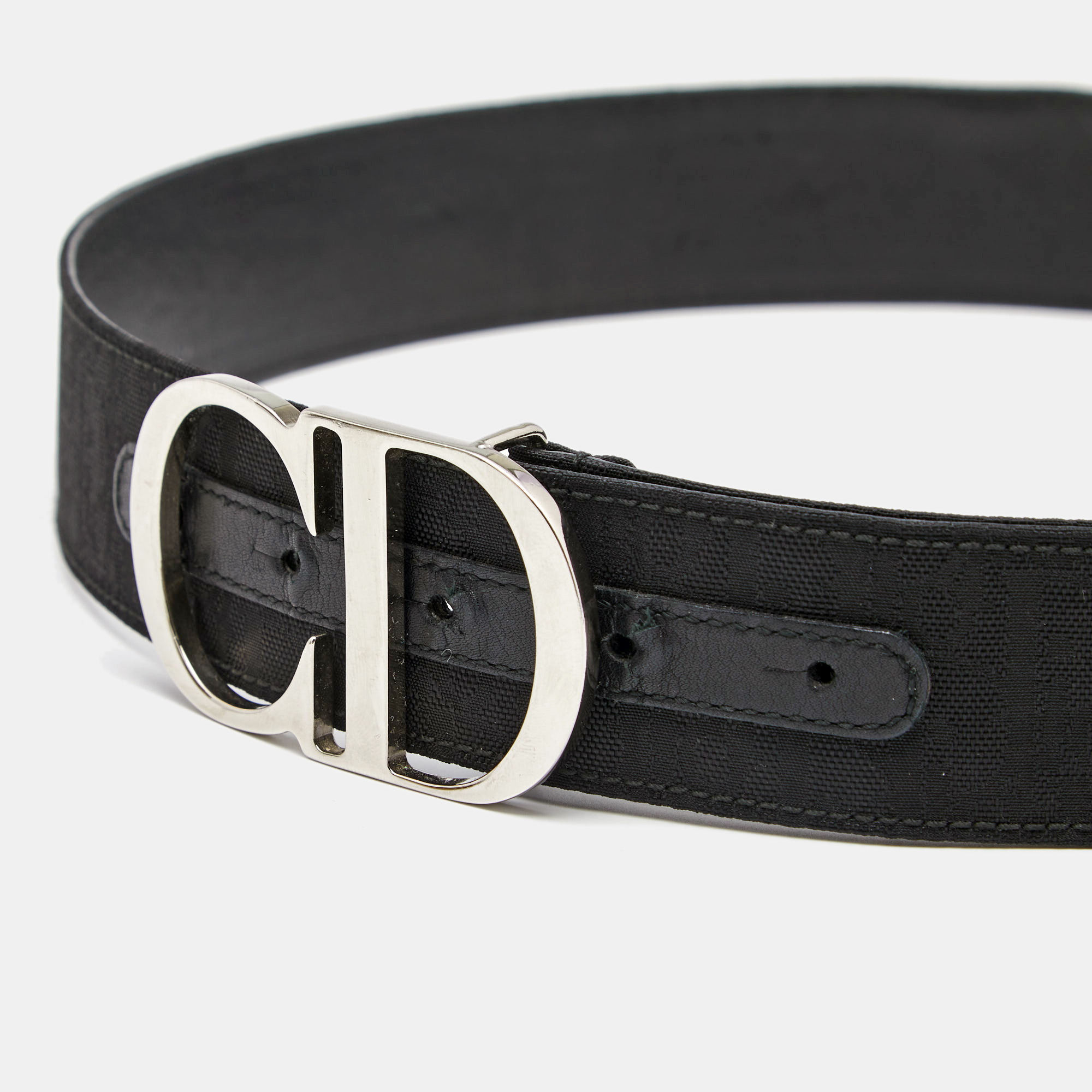 

Dior Black Oblique Canvas CD Logo Buckle Belt