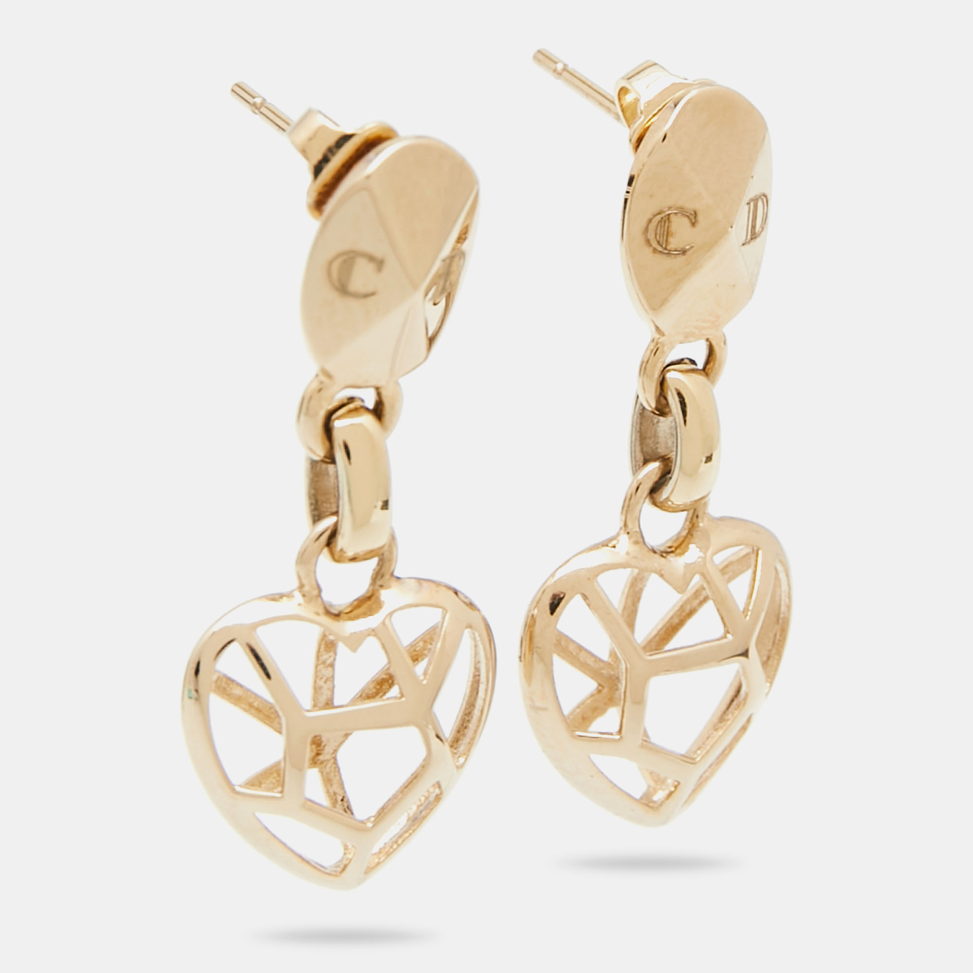 

Dior Heart Gold Tone Metal Drop Earrings