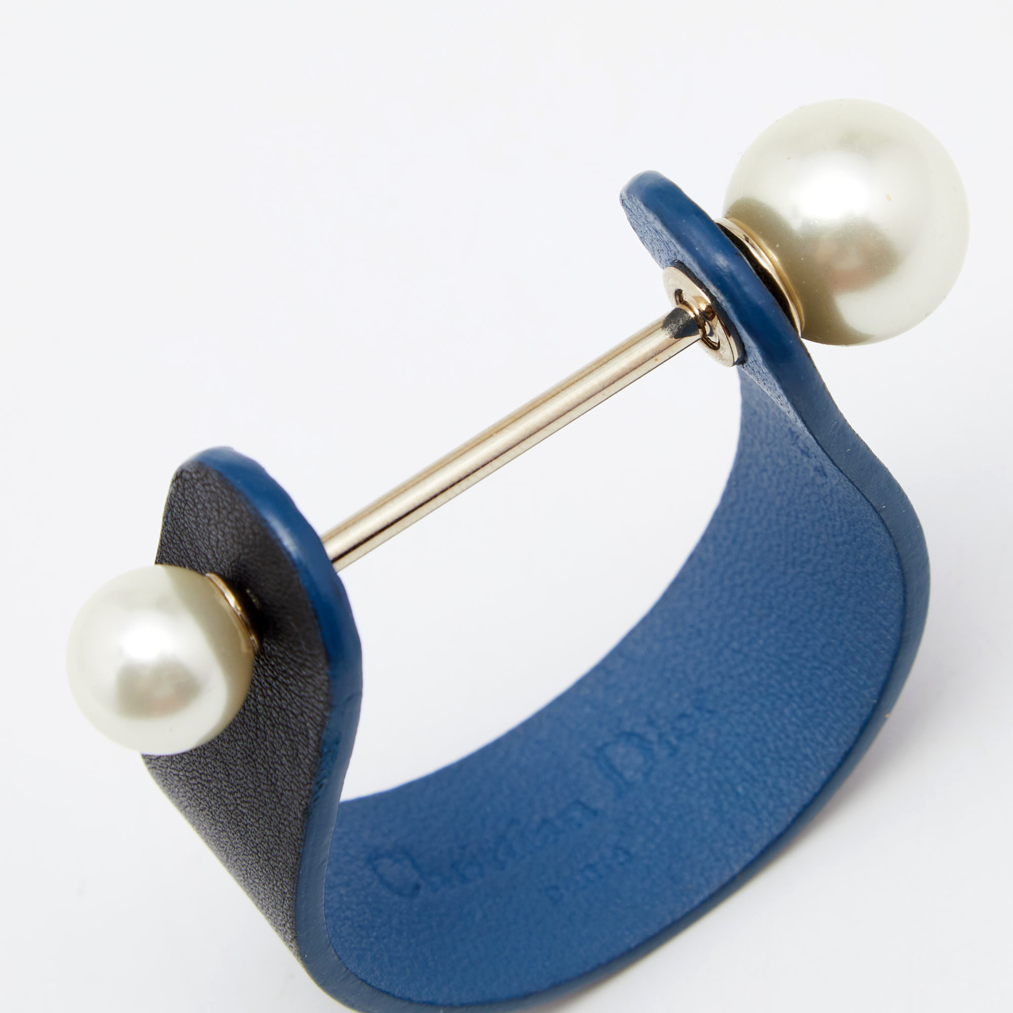 

Dior Perle Blue Leather & Faux Pearl Cuff Bracelet