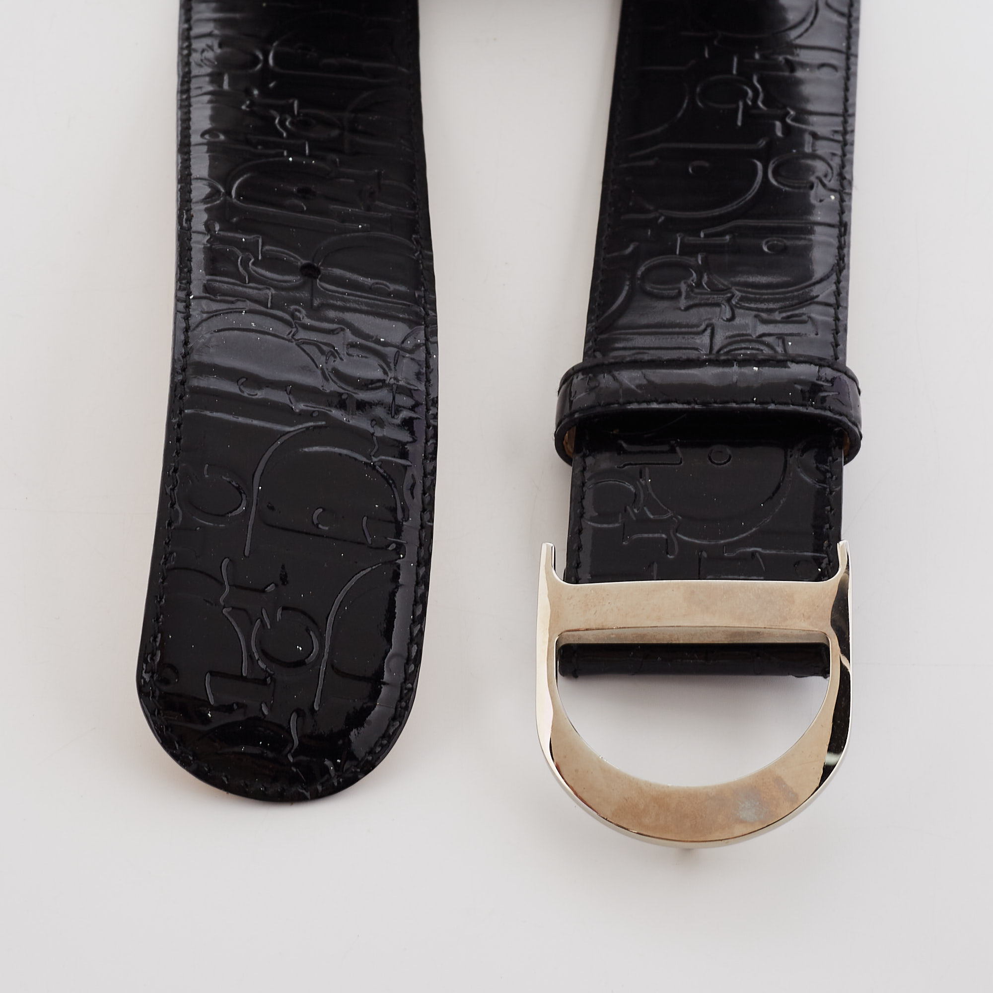 

Dior Black Oblique Patent Leather Logo Belt