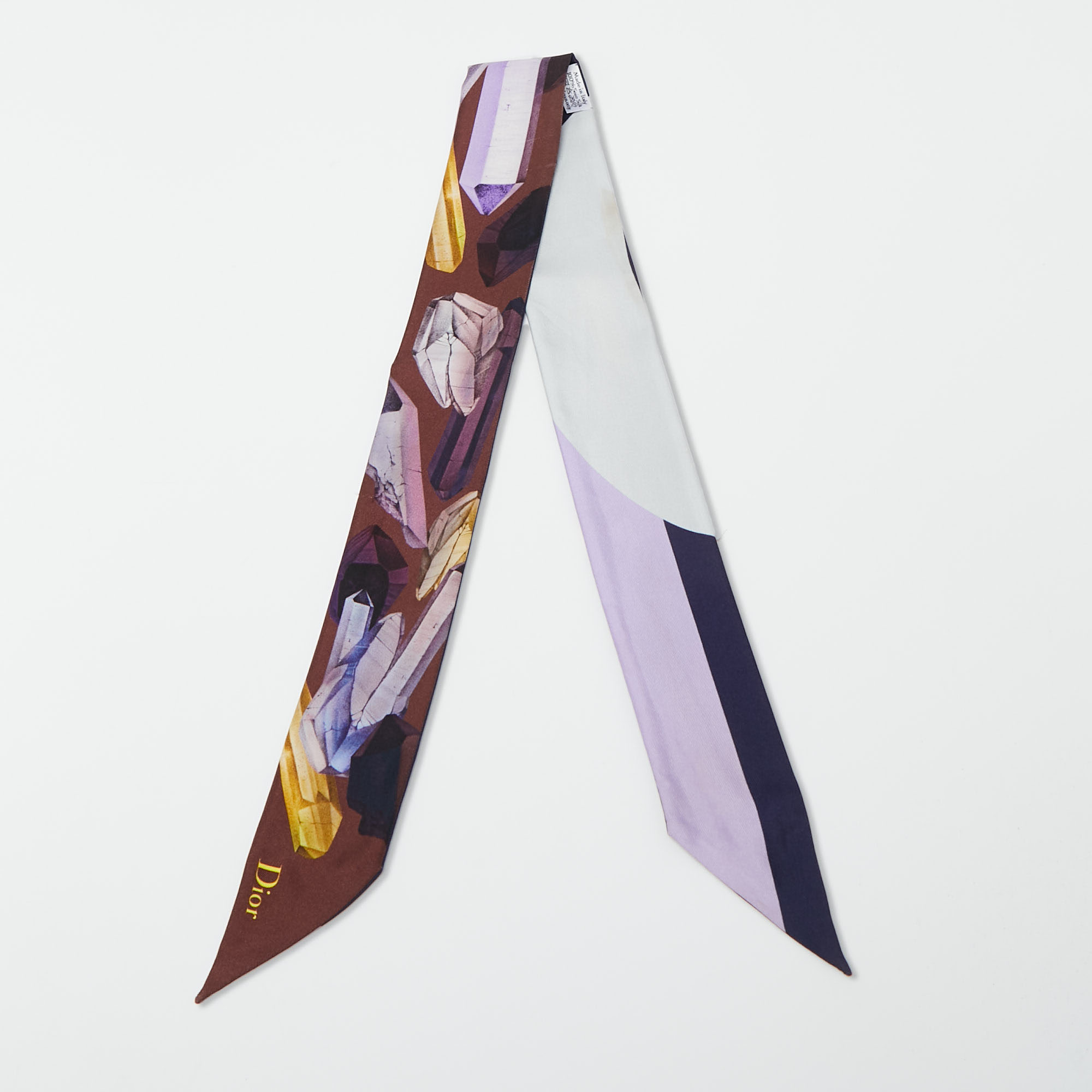 Pre Owned Dior Purple Printed Silk Bandeau Scarf