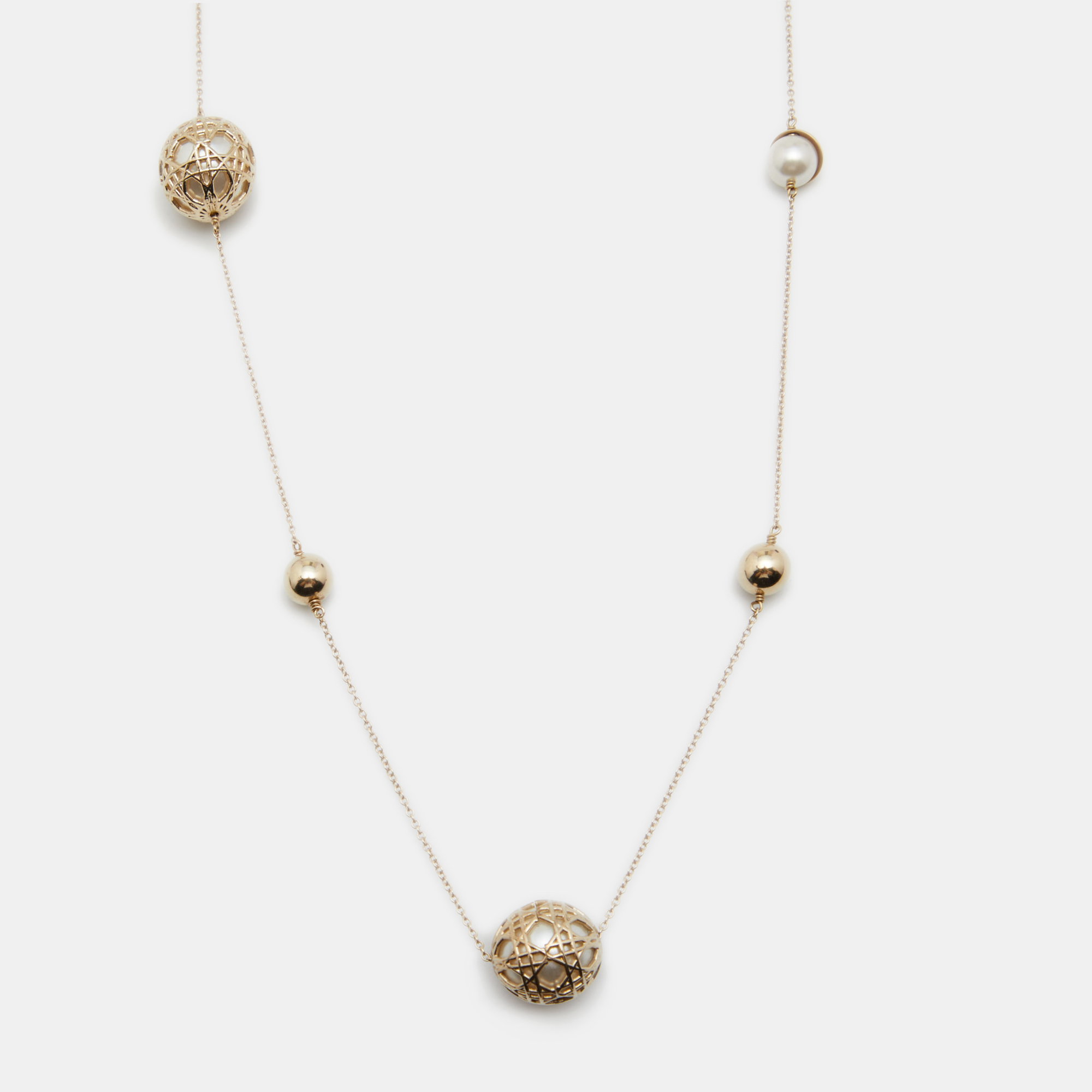 

Dior Tribales Faux Pearls Gold Tone Metal Necklace