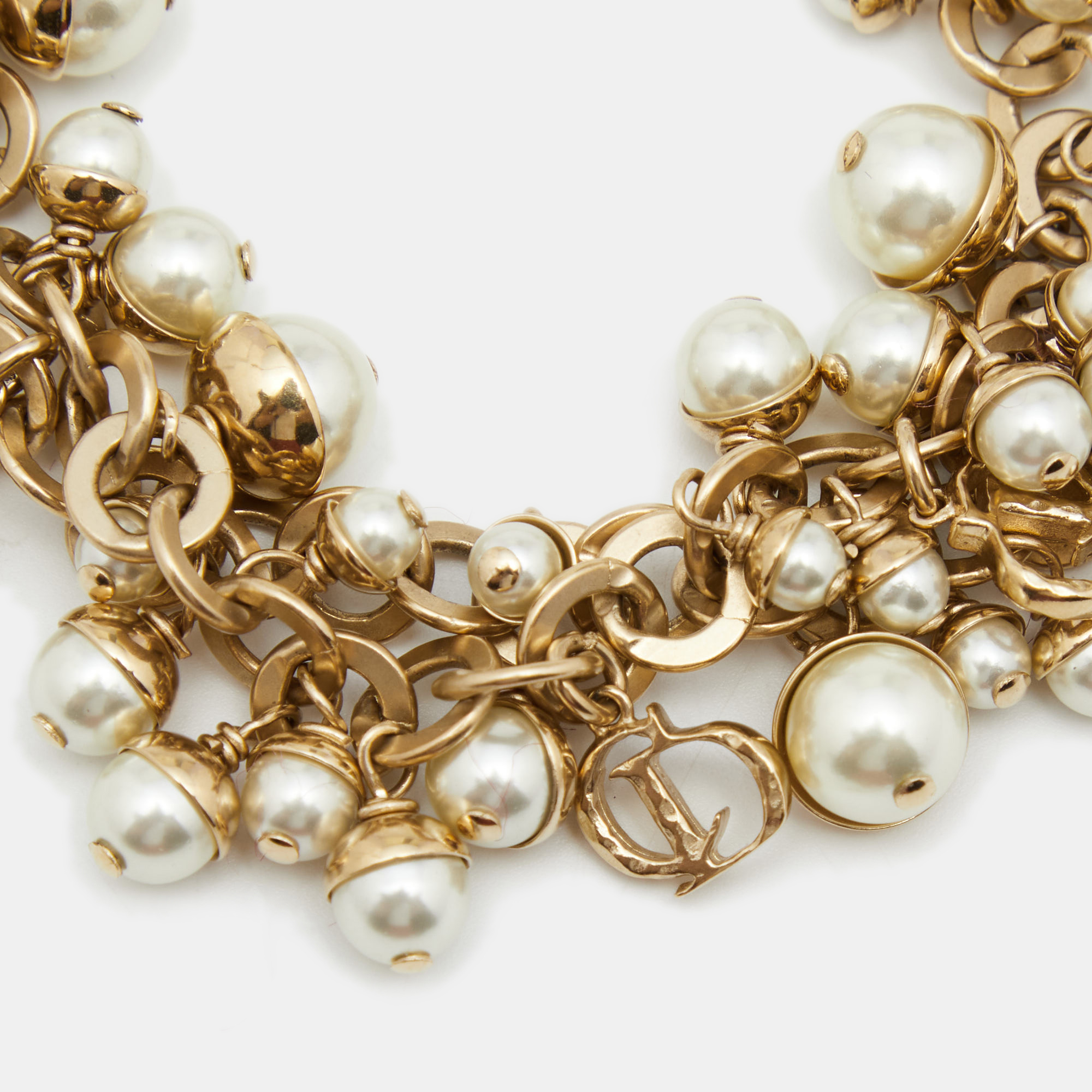 

Dior Mise en Dior CD Faux Pearls Gold Tone Bracelet