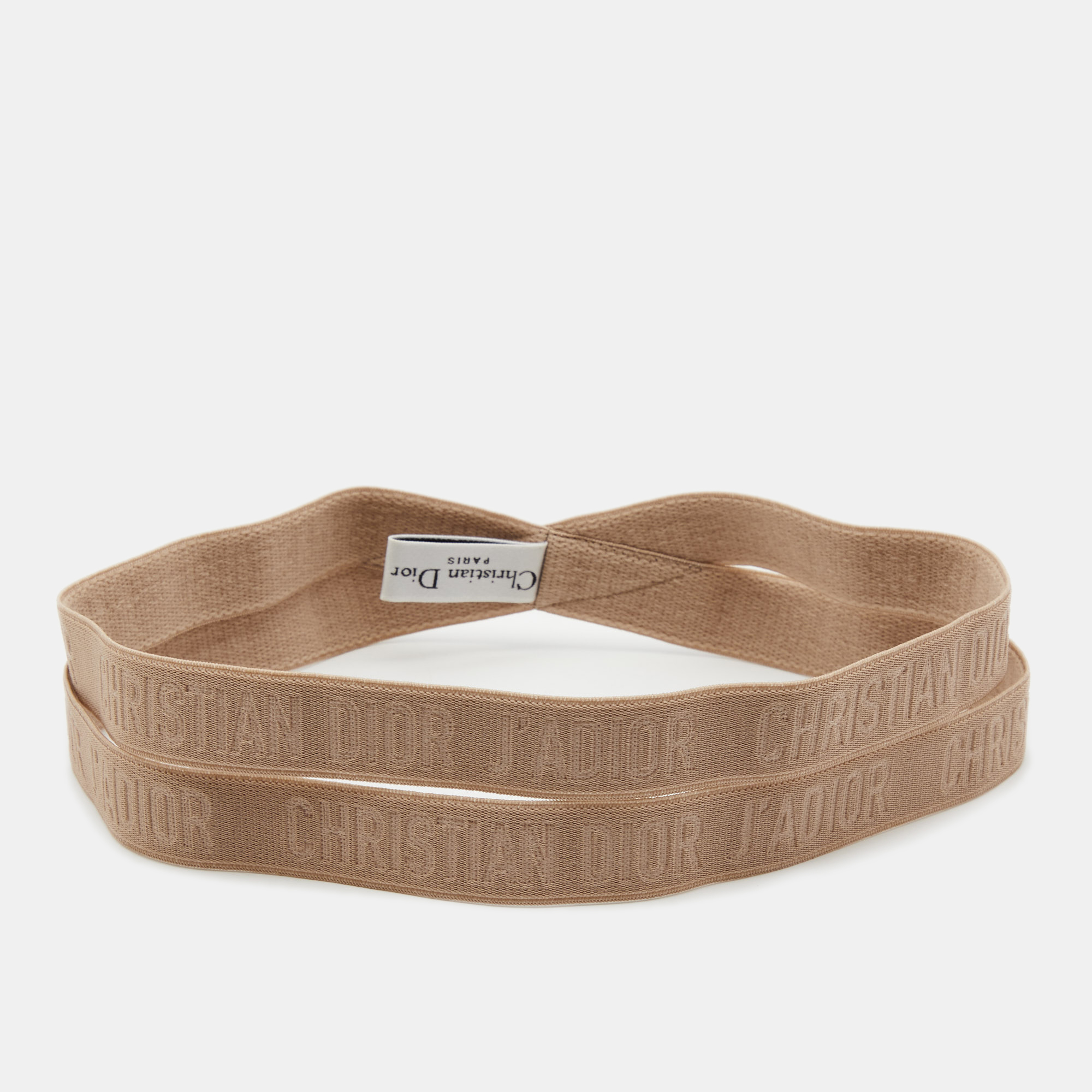 

Christian Dior Beige J'Adior Elasticized Double Loop Headband