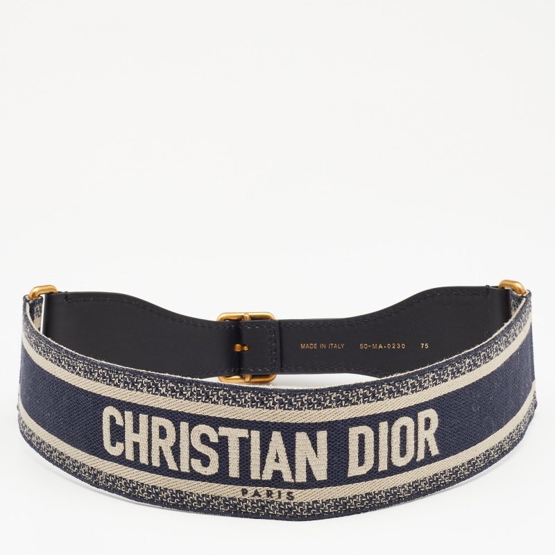 

Dior Blue/Beige Embroidered Canvas and Leather Waist Belt